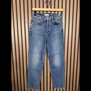 RE/DONE Jeans 27 Womens Blue Cut Off High Rise Button Fly Ankle Denim